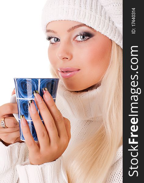 Portrait of beautiful girl with cup of coffee. Portrait of beautiful girl with cup of coffee