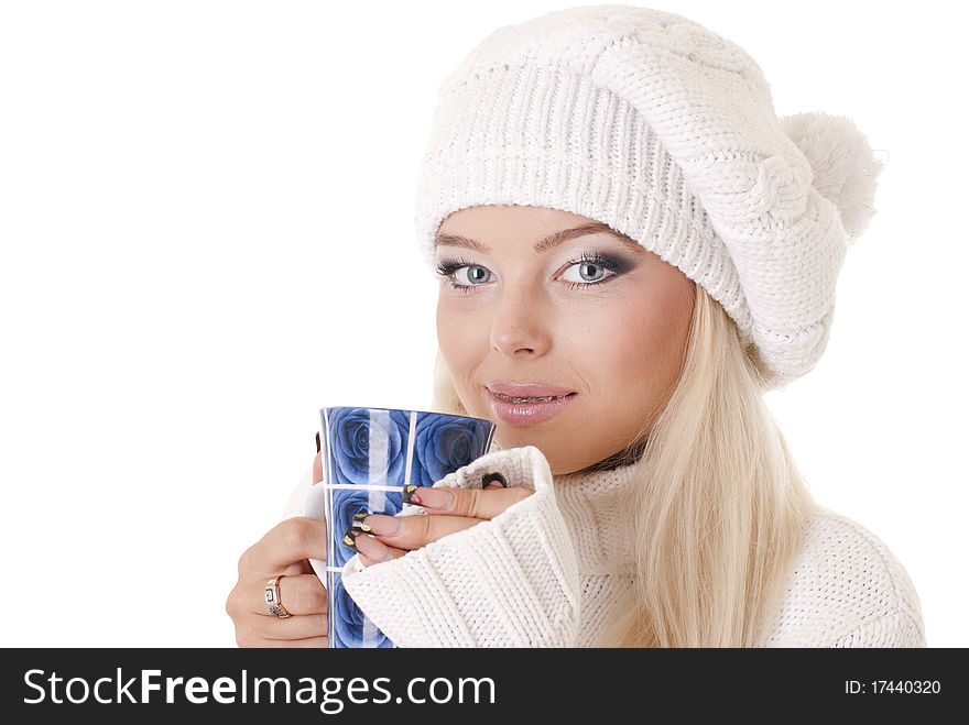 Portrait of beautiful woman with cup of coffee. Portrait of beautiful woman with cup of coffee