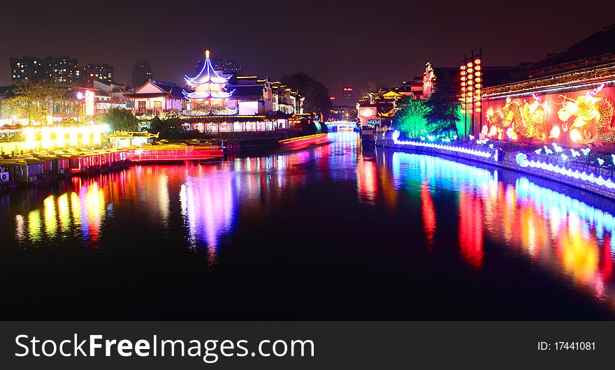 Night scene of Qinhuai river,colorful and wonderful. Night scene of Qinhuai river,colorful and wonderful.