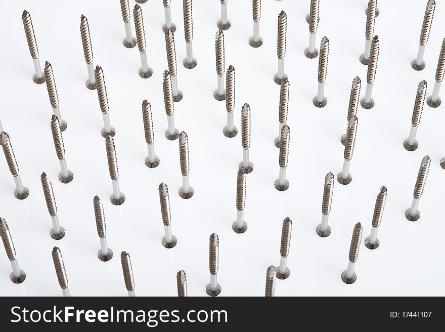 Metal screws isolated on the white background