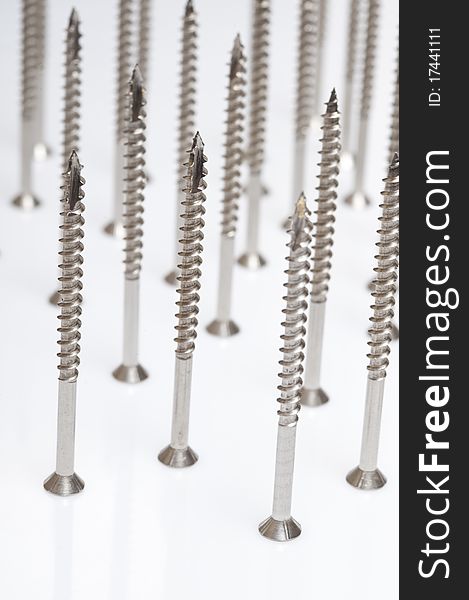 Metal screws isolated on the white background