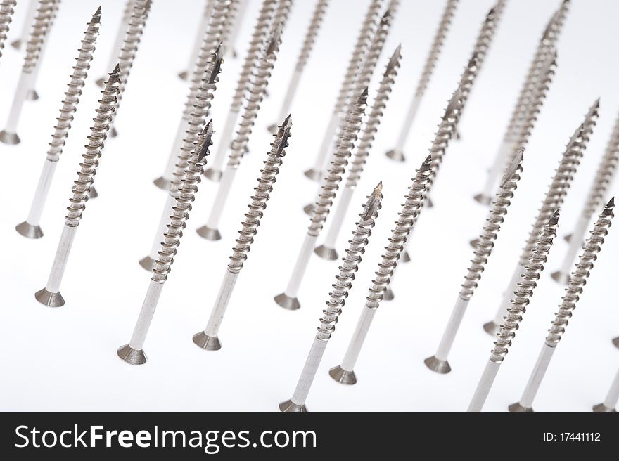 Metal screws isolated on the white background