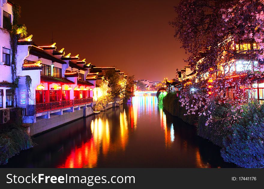 Qinhuai river in night