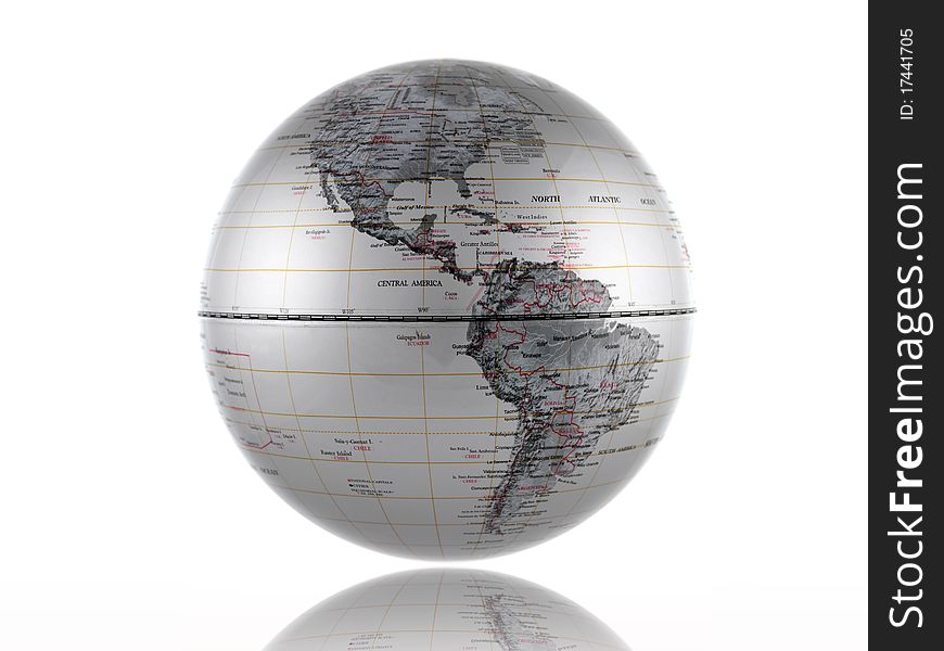 A world globe isolated aqainst a white background