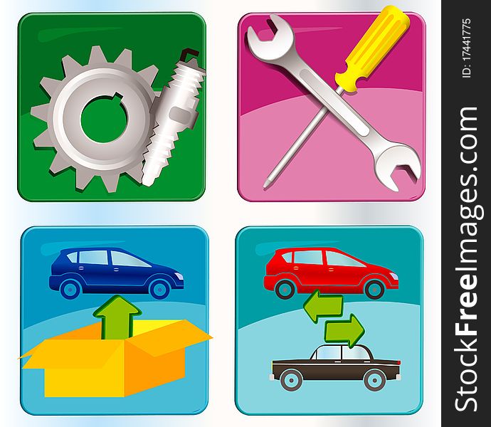 Auto service icons.  illustration