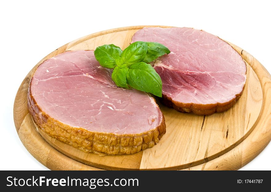 Slices Of Delicious Ham Isolated On White Backgrou