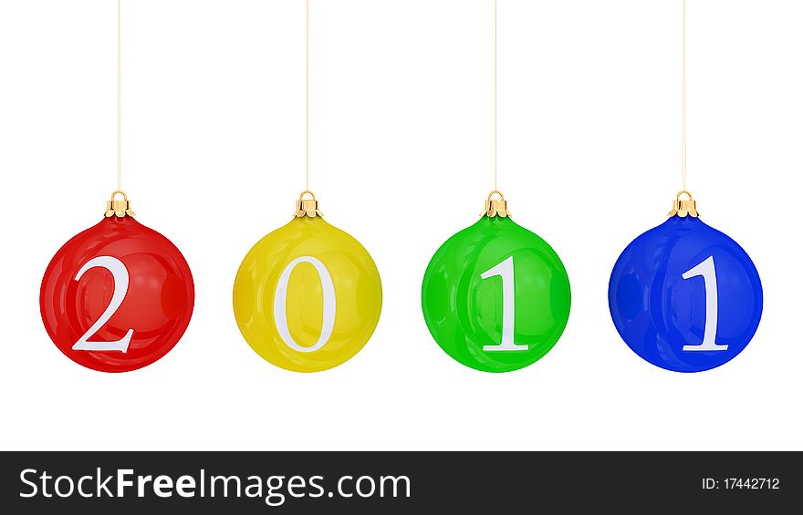 New Year's balls. Isolated on white background. New Year's balls. Isolated on white background.