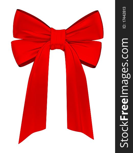 Red satin ribbon. Isolated on white background.