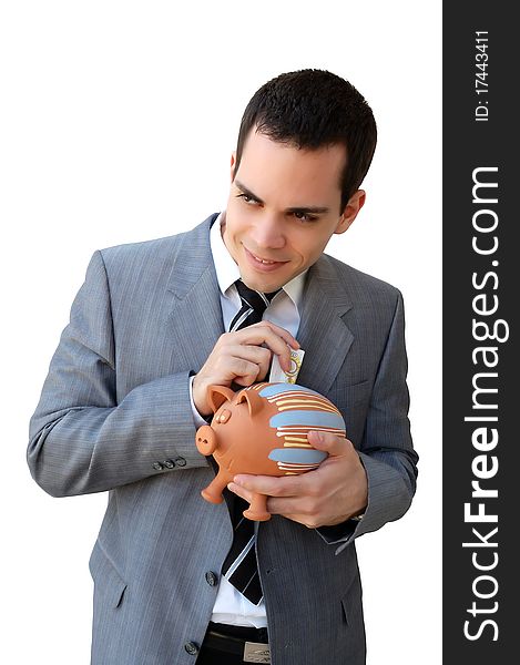 Businessman With The Piggy Bank