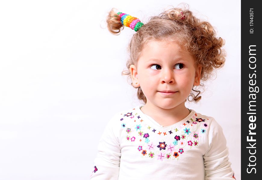 Adorable little girl isolated on white background