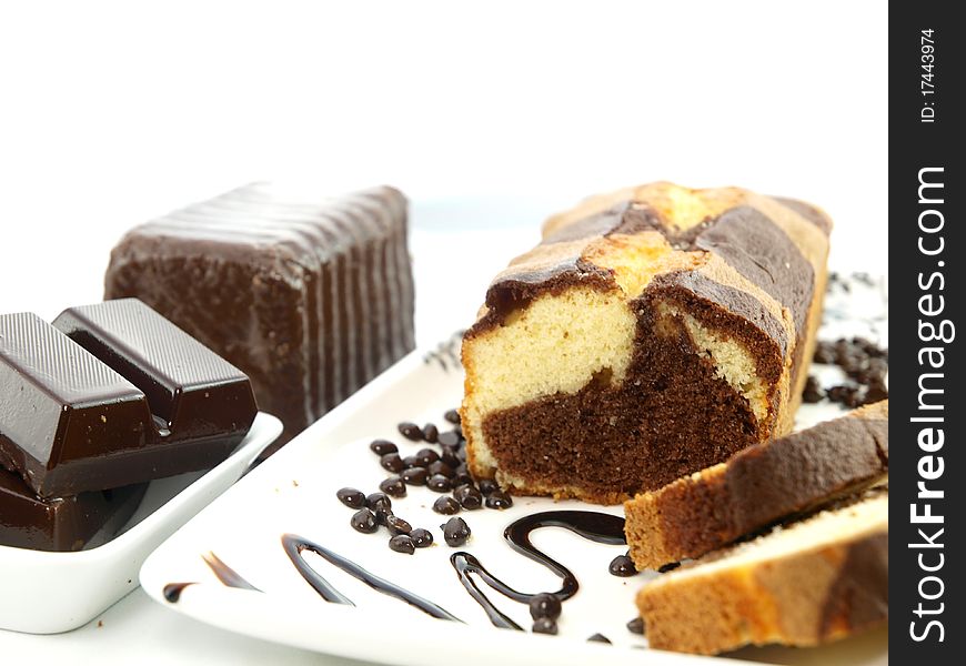 Fresh baked cake with chocolate. Fresh baked cake with chocolate