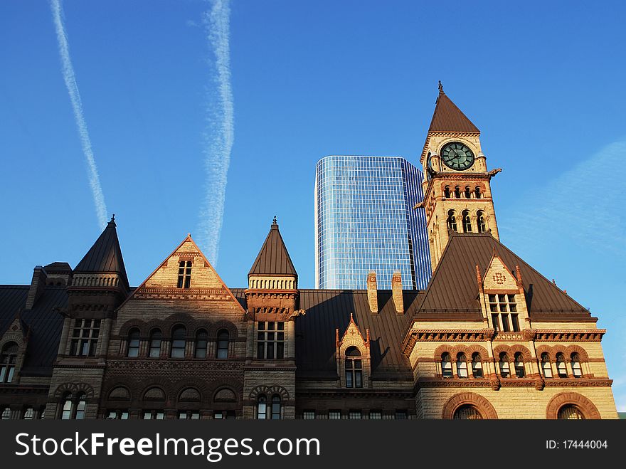 Clock Tower in the center of Toronto, Canada