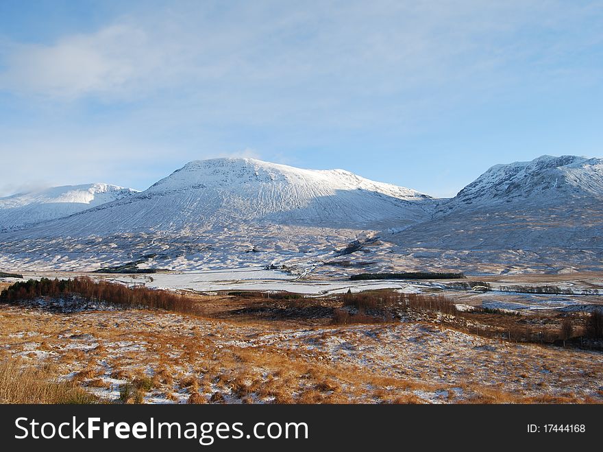 A wintry day at Rannoch Moor in the Scottish highlands. A wintry day at Rannoch Moor in the Scottish highlands