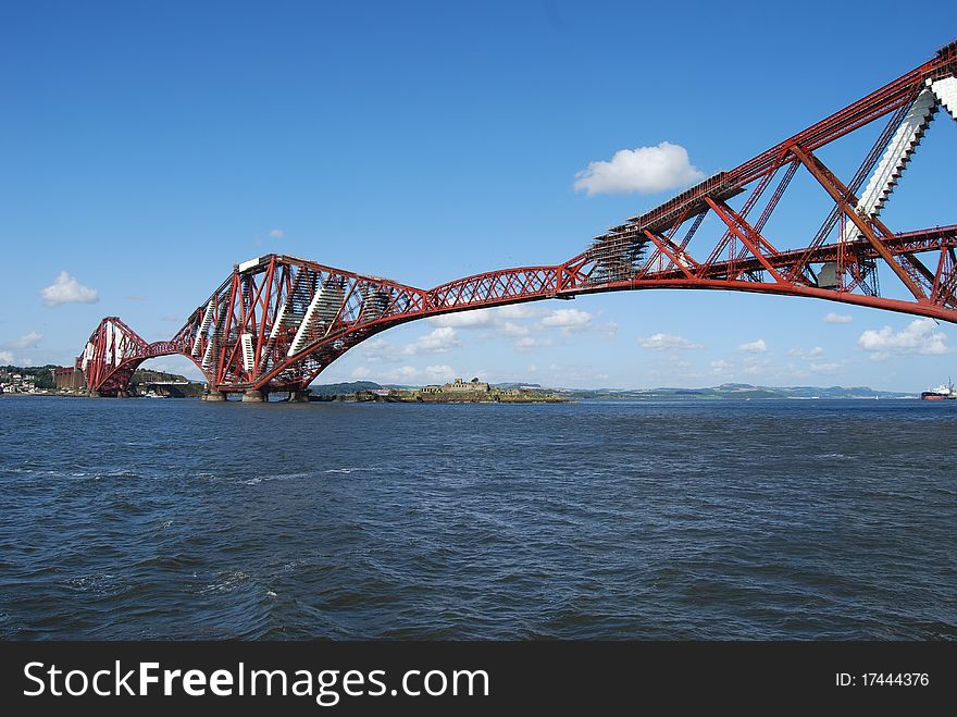 A clear sunny day at the Forth rail bridge in Scotland. A clear sunny day at the Forth rail bridge in Scotland
