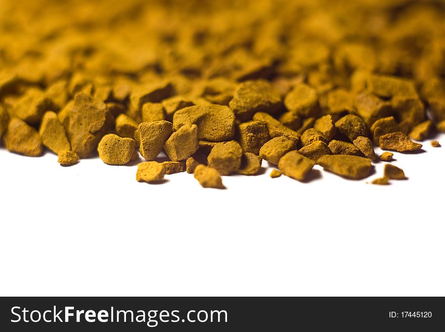Granular instant coffee close-up background