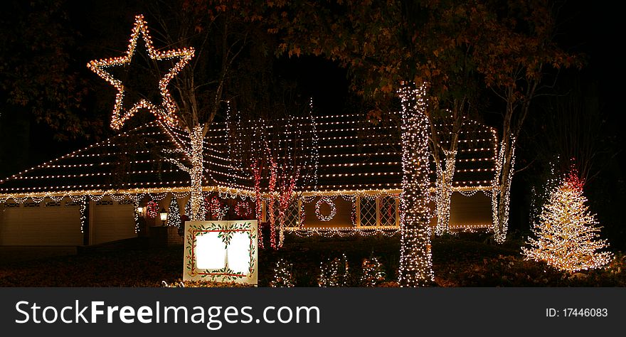 Beautifully decorated homes with Christmas lights. Beautifully decorated homes with Christmas lights