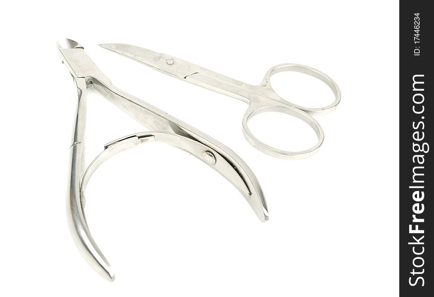 Manicure set isolated on white.