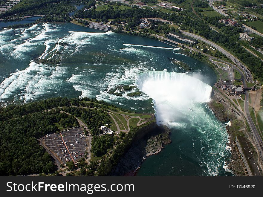The Horseshoe Falls photographed from the air. The Horseshoe Falls photographed from the air