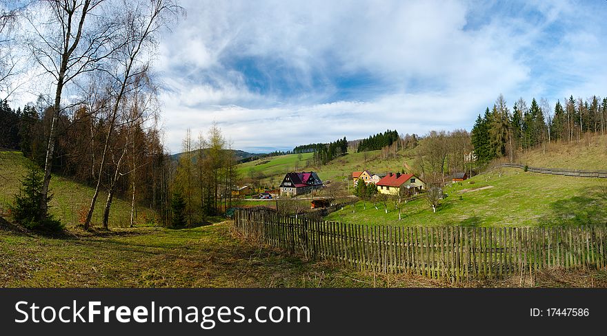 Fresh spring landscape in hills, Poland