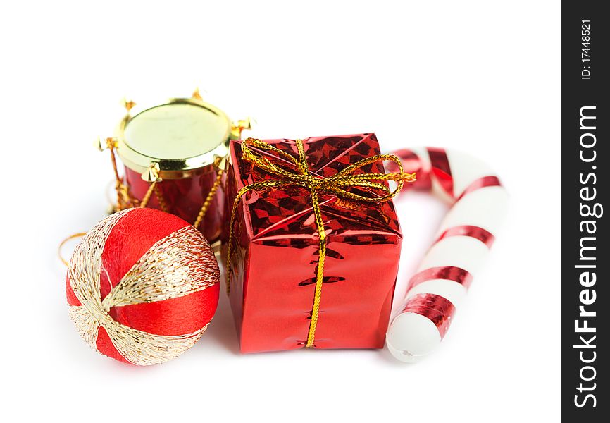 Festive gift box with ball and drum