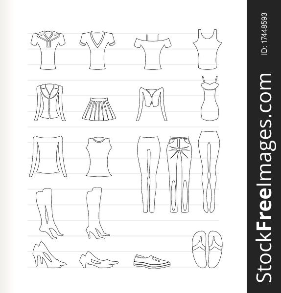 Woman and female clothes icons - icon set