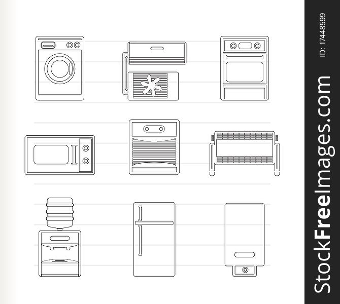 Home electronics and equipment icons - icon set