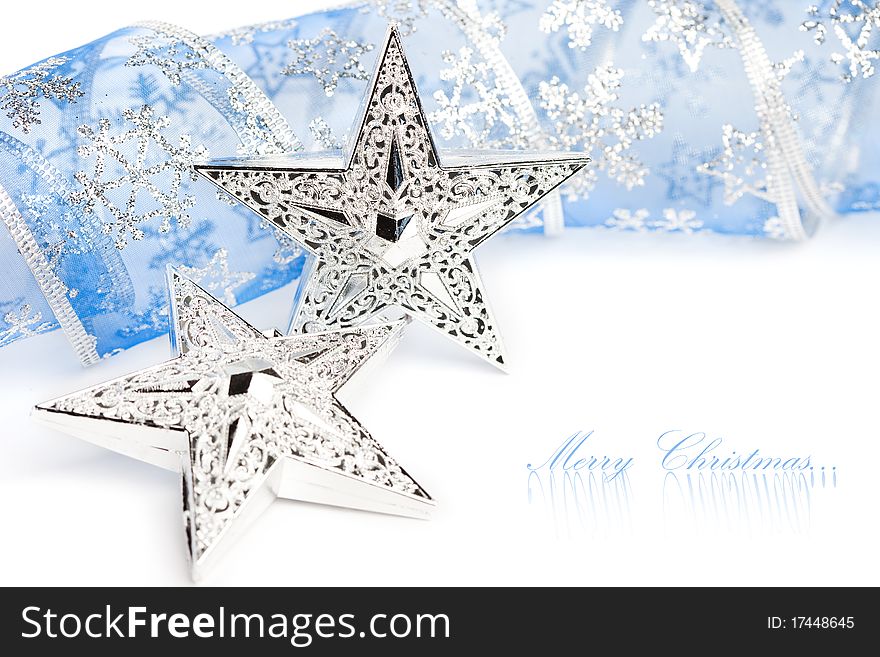Christmas stars with festive ribbon