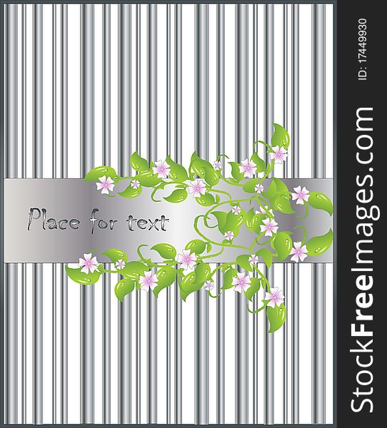 Striped silver card with flowers