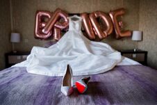 Morning Bride Dress Shoes Gathering Wedding Royalty Free Stock Image