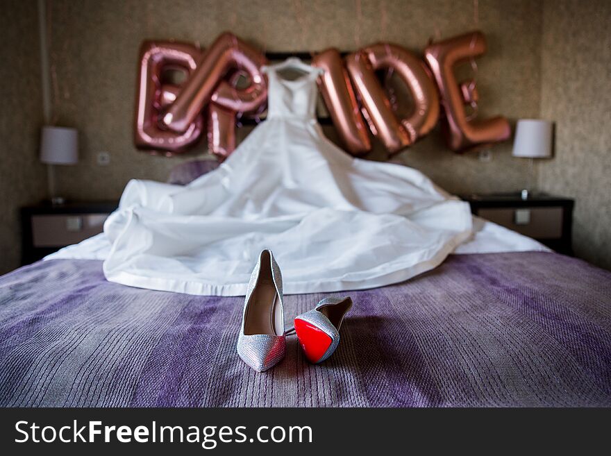 Morning bride dress shoes gathering celebration wedding. Morning bride dress shoes gathering celebration wedding