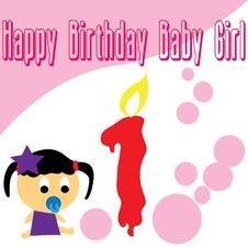 Baby Girl First Birthday Wallpaper Royalty Free Stock Photo