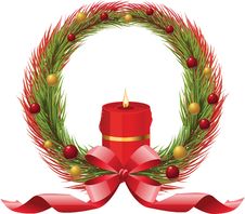 Christmas Wreath With Candle Stock Photo Christmas Wreath With Candle Stock Photo