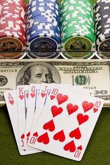 Dollars,cards And Poker Chips Royalty Free Stock Images Dollars,cards And Poker Chips Royalty Free Stock Images