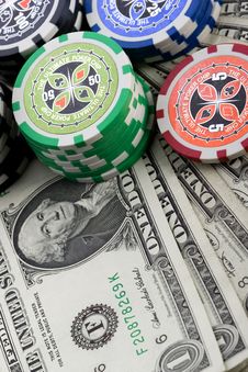Dollars,cards And Poker Chips Stock Images Dollars,cards And Poker Chips Stock Images