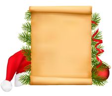 Red Ribbons And Santa Hats And Gift Box. Stock Photos Red Ribbons And Santa Hats And Gift Box. Stock Photos