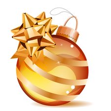 Christmas Gold Ball Isolated Stock Image