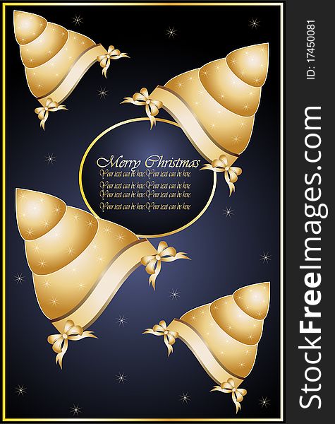 Ornate christmas abstract gold-blue card. Ornate christmas abstract gold-blue card