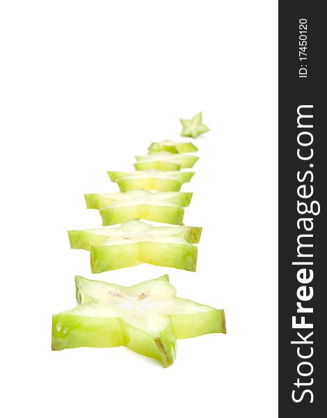 Carambola slices path isolated on a white background