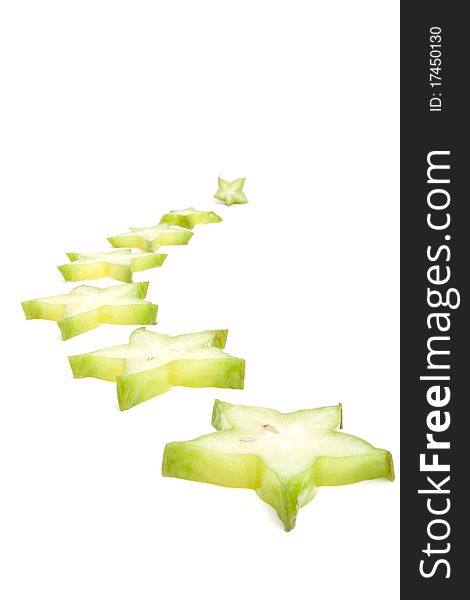 Carambola slices path isolated on a white background