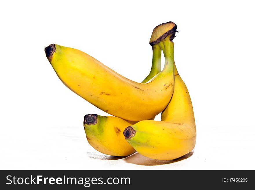 Close up view of banana isolated on white