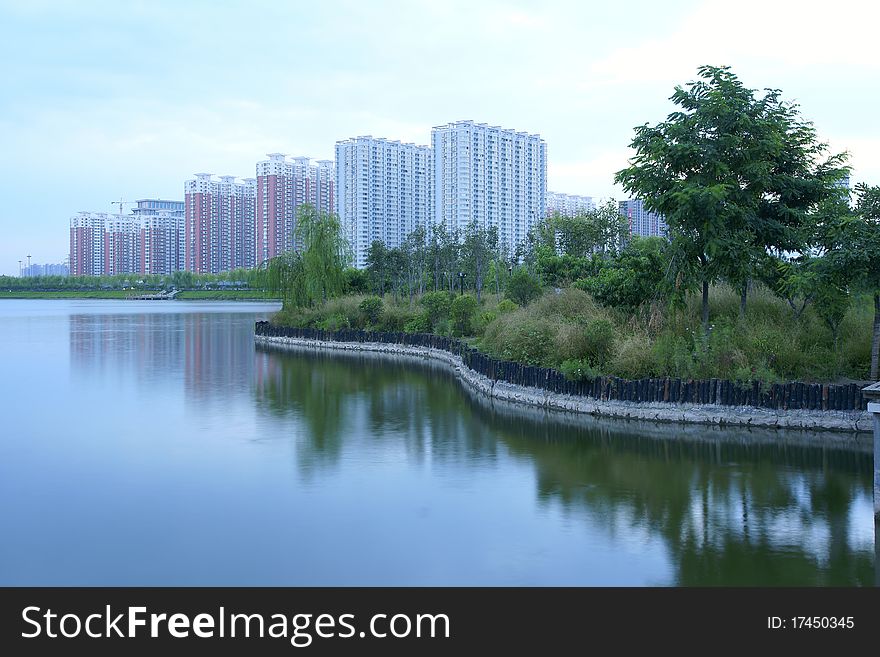 Quiet evening cityscape in Taiyuan, Shanxi, China