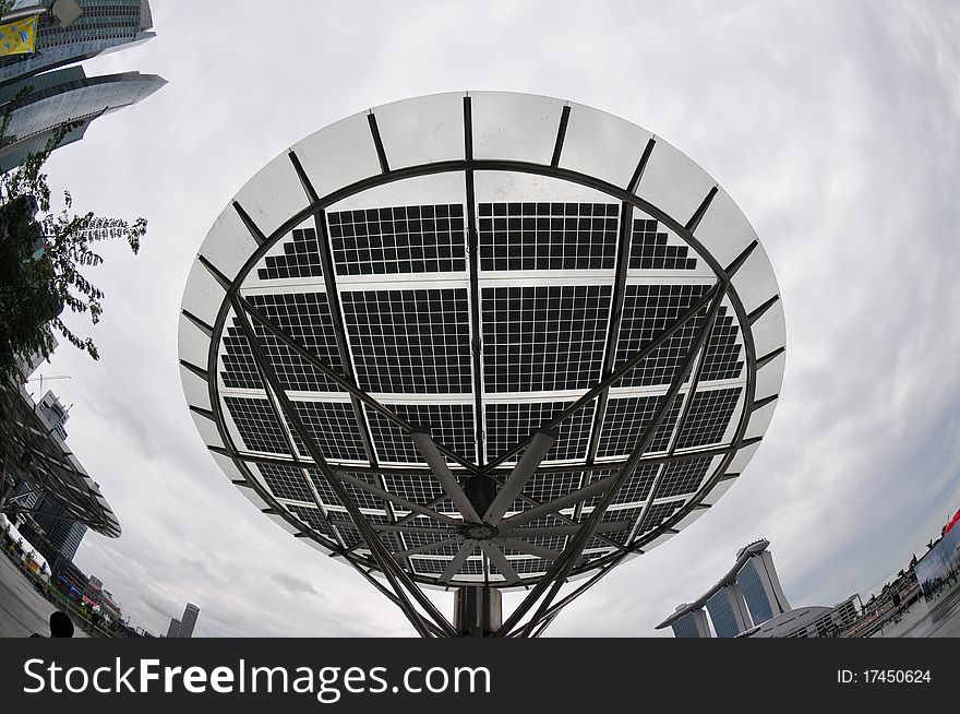 Solar energy panel in the city