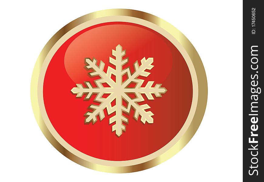 Gold snow flake with circle red background