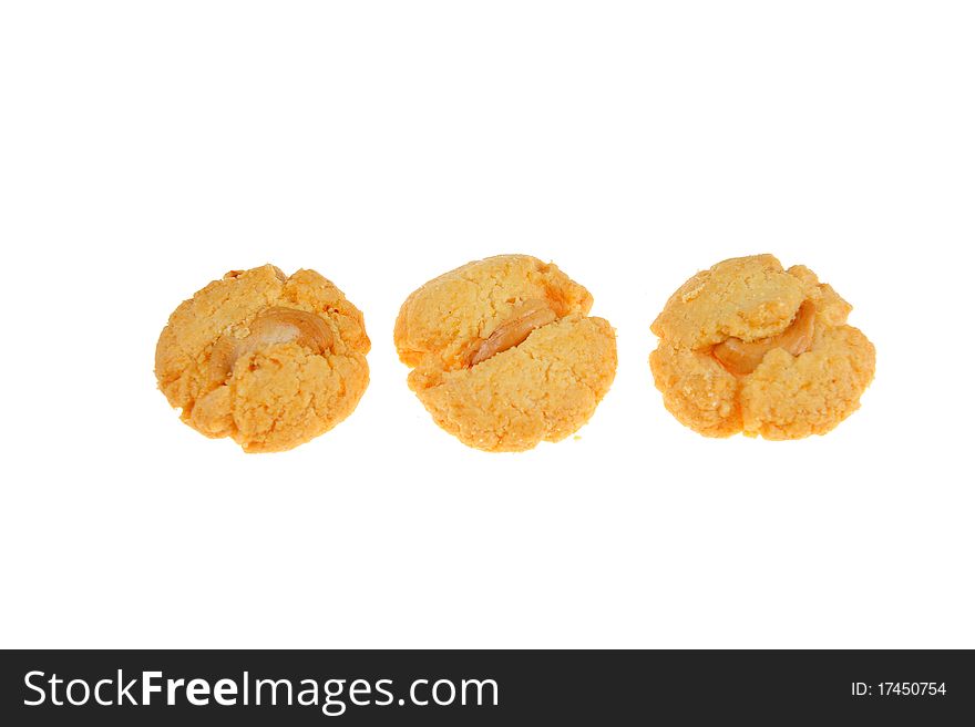 Peanut cookies on white background