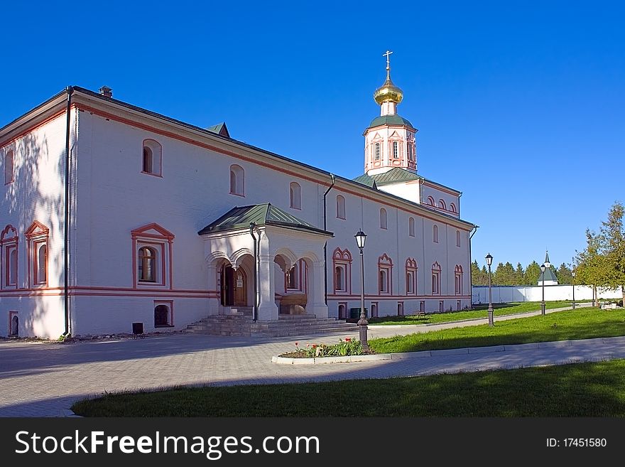 View of church. Territory Iversky Monastery, Russia.