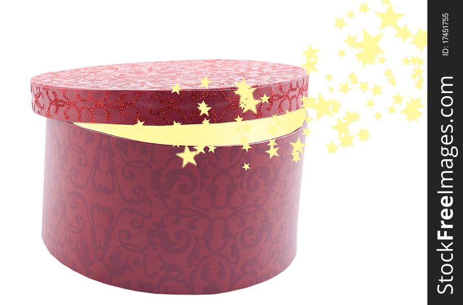 Gift box with stars - White background