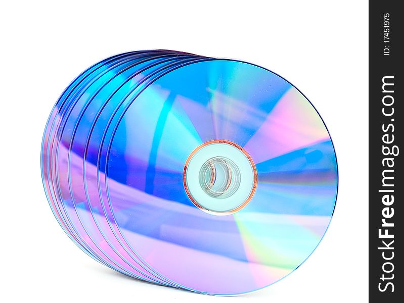 Computer disks on a white background