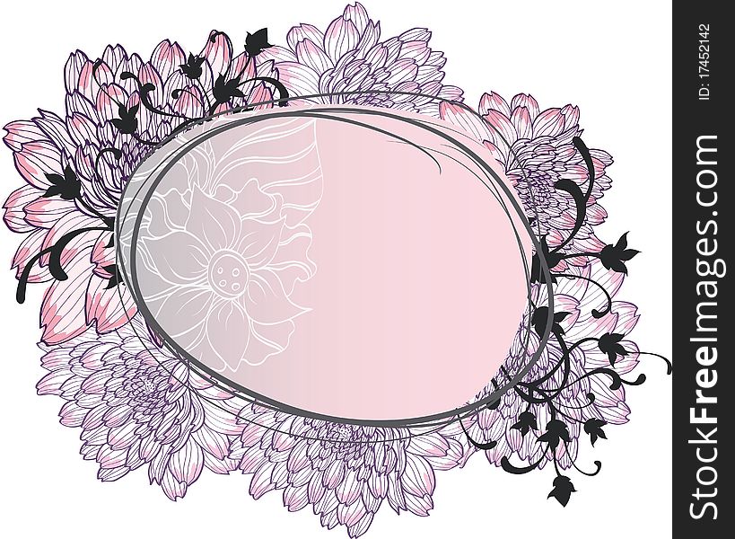 Pink frame with decorative chrysanthemums