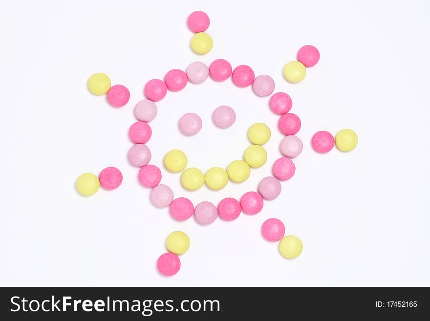 A sun made out with different color candies. A sun made out with different color candies