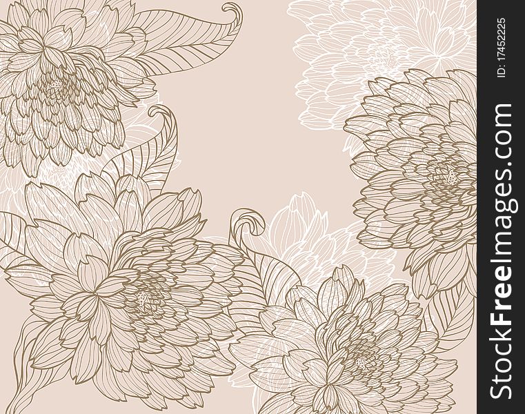 Background with brown decorative flowers. Background with brown decorative flowers
